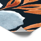 藍花の水色シームレス花模様 ポスター (角)