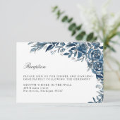 藍花ウェディングレセプションカード 出欠カード (スタンド正面)