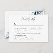 藍花結婚の反応と食事の選択 出欠カード (正面/裏面)