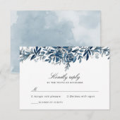藍花結婚の名刺 出欠カード (正面/裏面)