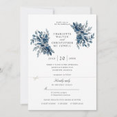 藍花結婚式招待状w rsvp添付 招待状 (正面)