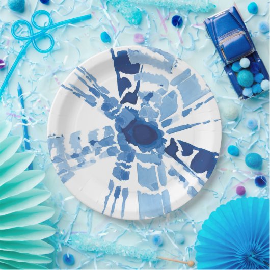 藍青しぼり日が差すことの水色 ペーパープレート (パーティー)