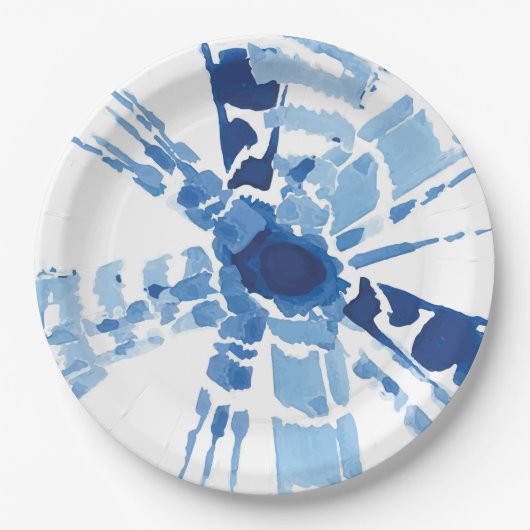 藍青しぼり日が差すことの水色 ペーパープレート (正面)