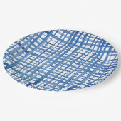 藍青しぼり水彩グリッドパターン ペーパープレート (アングル)