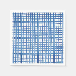 藍青しぼり水彩緩やかな格子模様 スタンダードカクテルナプキン