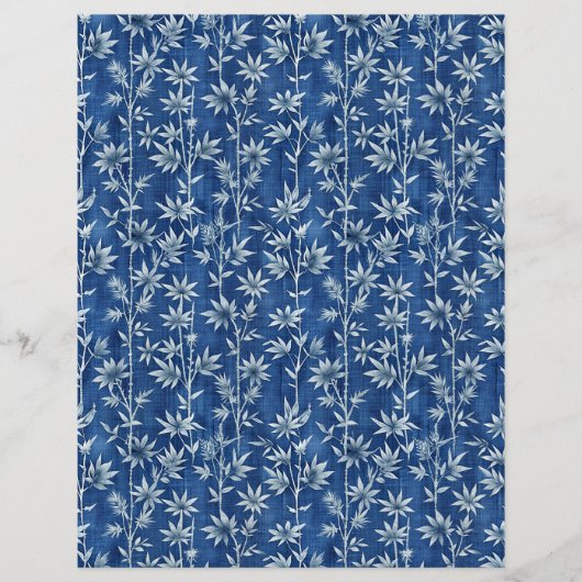 藍青しぼり花柄スクラップブック紙 (正面)