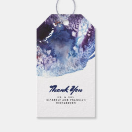 藍青と紫のクリスタルモダンの水色 ギフトタグ