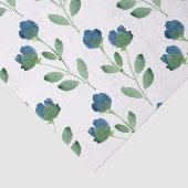 藍青と緑の水彩花模様 薄葉紙 (詳細)