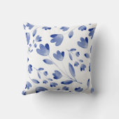 藍青の水彩花茎模様 クッション (裏面)