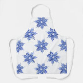 藍青の水色のスノーフレーク模様 エプロン (正面)