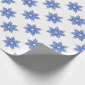 藍青の水色のスノーフレーク模様 ラッピングペーパー (角)