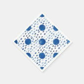 藍青の水色の大小水玉模様 スタンダードカクテルナプキン (角)