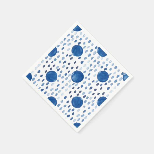 藍青の水色の大小水玉模様 スタンダードカクテルナプキン (角)