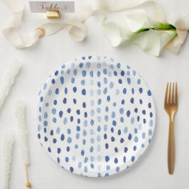 藍青の水色の水玉模様絞り ペーパープレート