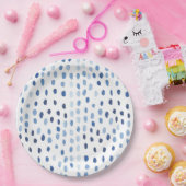 藍青の水色の水玉模様絞り ペーパープレート (パーティー)