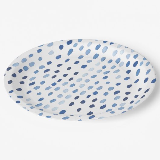 藍青の水色の水玉模様絞り ペーパープレート (アングル)