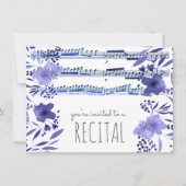 藍青の水色の花の音楽リサイタル 招待状 (正面)