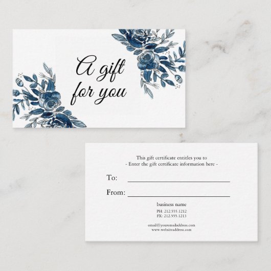 藍青の水色ギフトカード 名刺 (正面/裏面)