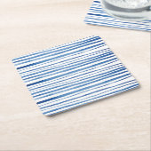 藍青の水色ストライプの日本の絞 スクエアペーパーコースター (アングル)