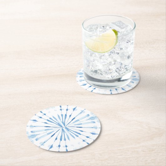 藍青の水色日が差すこと絞り ラウンドペーパーコースター (インサイチュ)