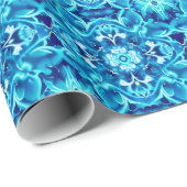 藍青の色合いの水彩曼荼羅花 ラッピングペーパー (ロールコーナー)