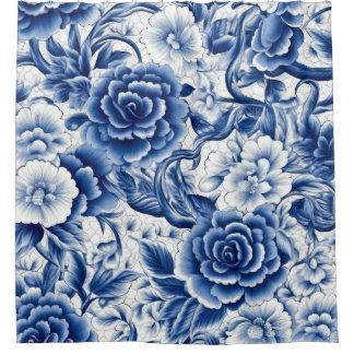 藍青の花 シャワーカーテン