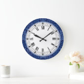 藍青の芸術工芸 ラージ壁時計 (ホーム)