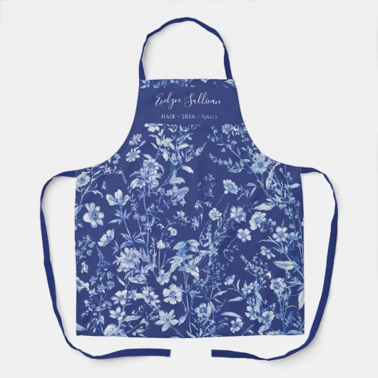 藍青の野草のエプロン エプロン (正面)