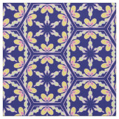 藍青スペインの瓦地中海の模様 ファブリック (クローズアップ)