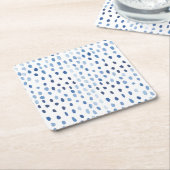 藍青水色小水玉模様絞り スクエアペーパーコースター (アングル)