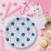 藍青水色小水玉模様絞り ペーパープレート (パーティー)