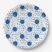 藍青水色小水玉模様絞り ペーパープレート (正面)
