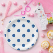 藍青水色水玉模様絞り模様 ペーパープレート (パーティー)