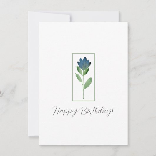 藍青、緑の水色の抽象芸術花 カード (正面)