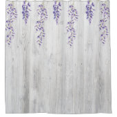藤つる植物オンホワイトウッドフェンス シャワーカーテン (正面)