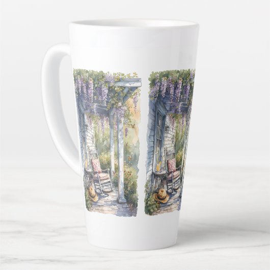 藤と蝶の居心地の良いポーチ カフェラテマグ (左アングル)