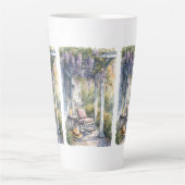 藤と蝶の居心地の良いポーチ カフェラテマグ (正面)