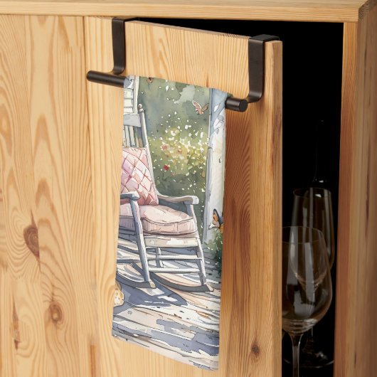 藤と蝶の居心地の良いポーチ キッチンタオル (三つ折り)