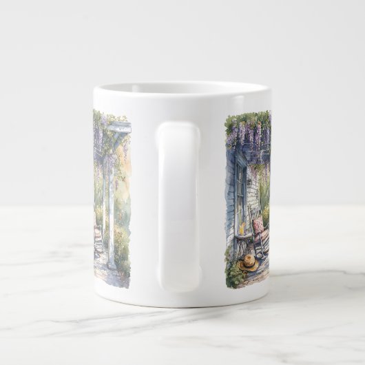 藤と蝶の居心地の良いポーチ ジャンボコーヒーマグカップ (裏面)