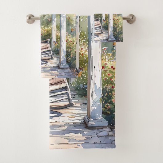 藤と蝶の居心地の良いポーチ バスタオルセット (インサイチュ)