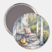 藤と蝶の居心地の良いポーチ マグネット (正面/裏面)