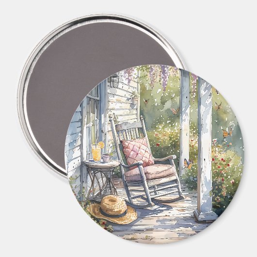 藤と蝶の居心地の良いポーチ マグネット (正面/裏面)