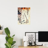 藤にセキレイ,北斎ワッテールと藤，北斎，浮世絵 ポスター (ホームオフィス)