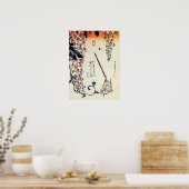 藤にセキレイ,北斎ワッテールと藤，北斎，浮世絵 ポスター (キッチン)