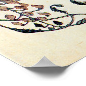 藤にセキレイ,北斎ワッテールと藤，北斎，浮世絵 ポスター (角)