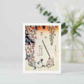 藤にセキレイ,北斎ワッテールと藤，北斎，浮世絵 ポストカード (スタンド正面)
