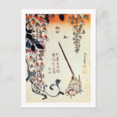 藤にセキレイ,北斎ワッテールと藤，北斎，浮世絵 ポストカード (正面)