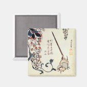 藤にセキレイ,北斎ワッテールと藤，北斎，浮世絵 マグネット (正面/裏面)
