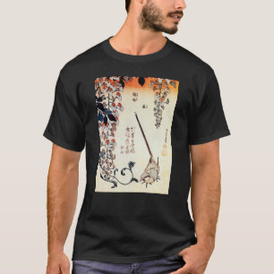藤にセキレイ,北斎ワッテールと藤,北斎,浮世絵 Tシャツ