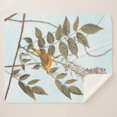 藤に青い目の黄色いコウノトリ シェルパブランケット (正面(横))